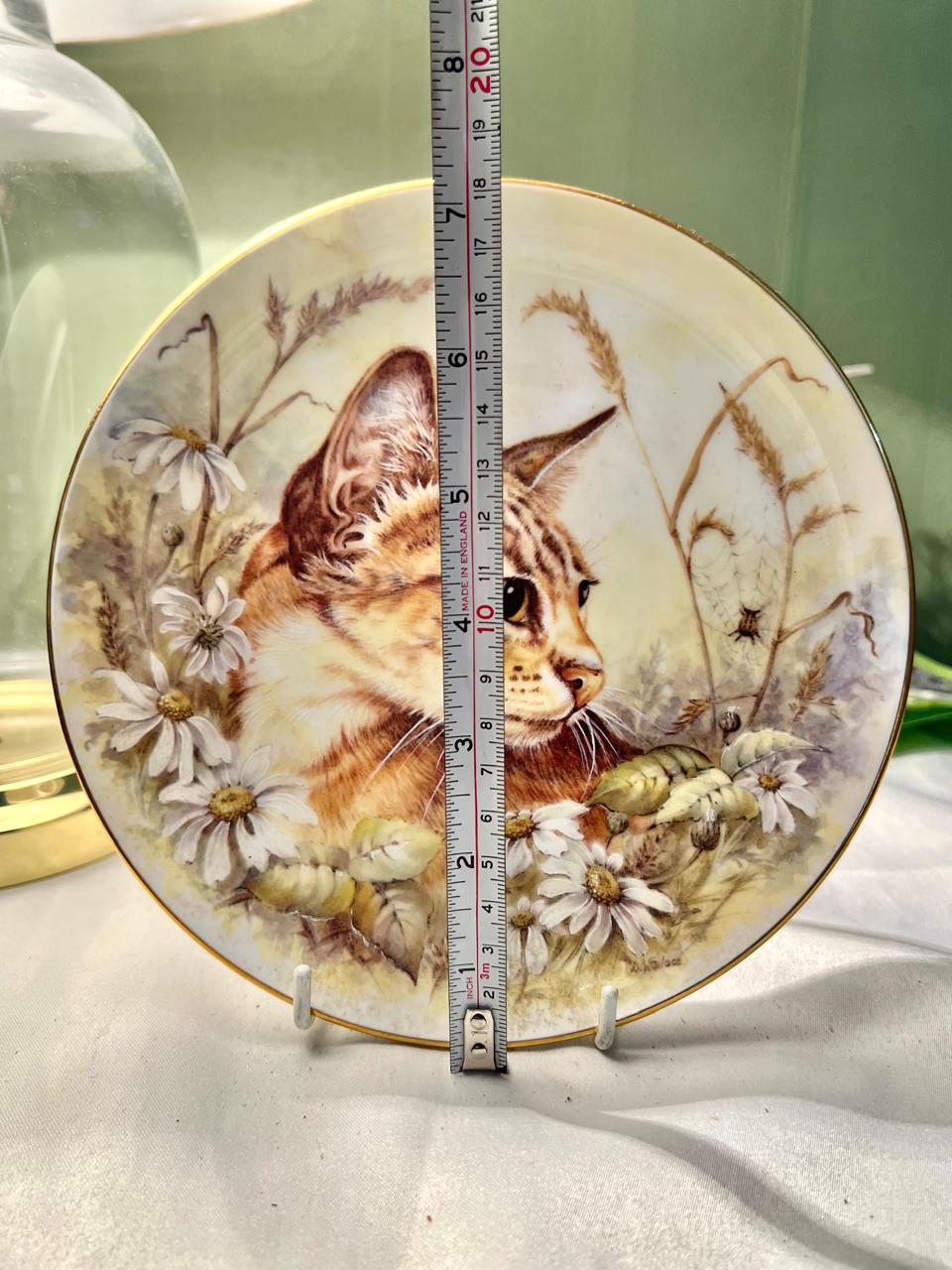C.J. Dams Bone China Cat Floral Wall Plate 7"