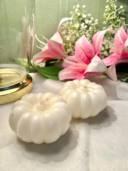 White Pumpkin Candles 6cm - 2 Piece Set
