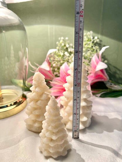 White Glitter Christmas Tree Candles 3 Piece Set Up to 13cm