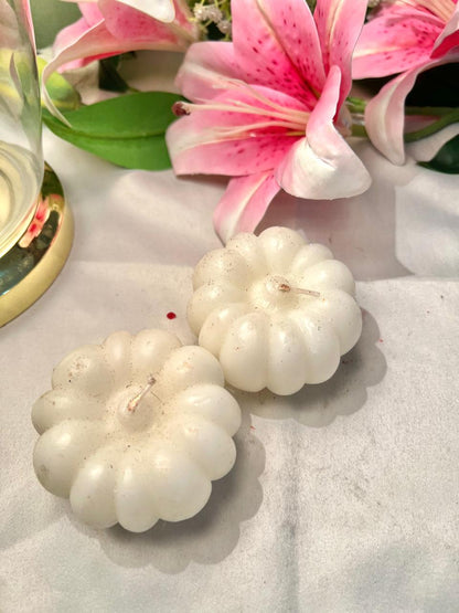 White Pumpkin Candles 6cm - 2 Piece Set