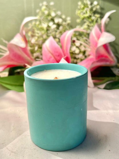 Turquoise Container Candle 8.5cm - 1 Piece