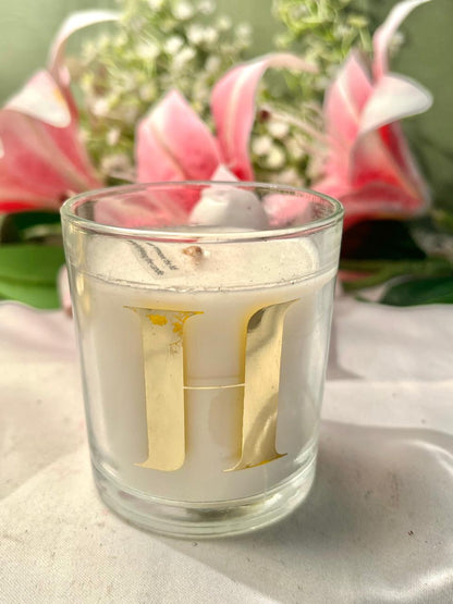 H Initial Crystal Container Candle 8cm - 1 Piece