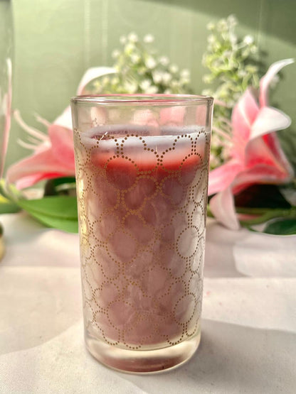 Pink Crystal Container Candle Gold Circle Design 12cm - 1 Piece