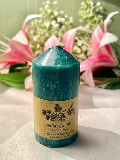 Teal Pillar Candle 4 Inch 16 Hour Burn Time - 1 Piece