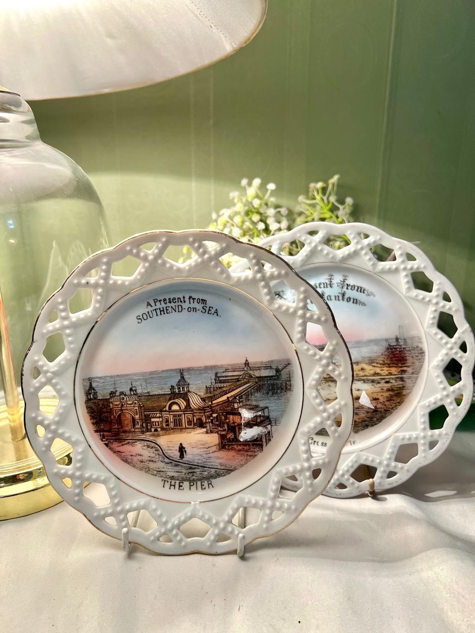 English Seaside Scenic Decorative Wall Plates Set of 2 (7")
