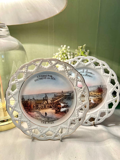 English Seaside Scenic Decorative Wall Plates Set of 2 (7")