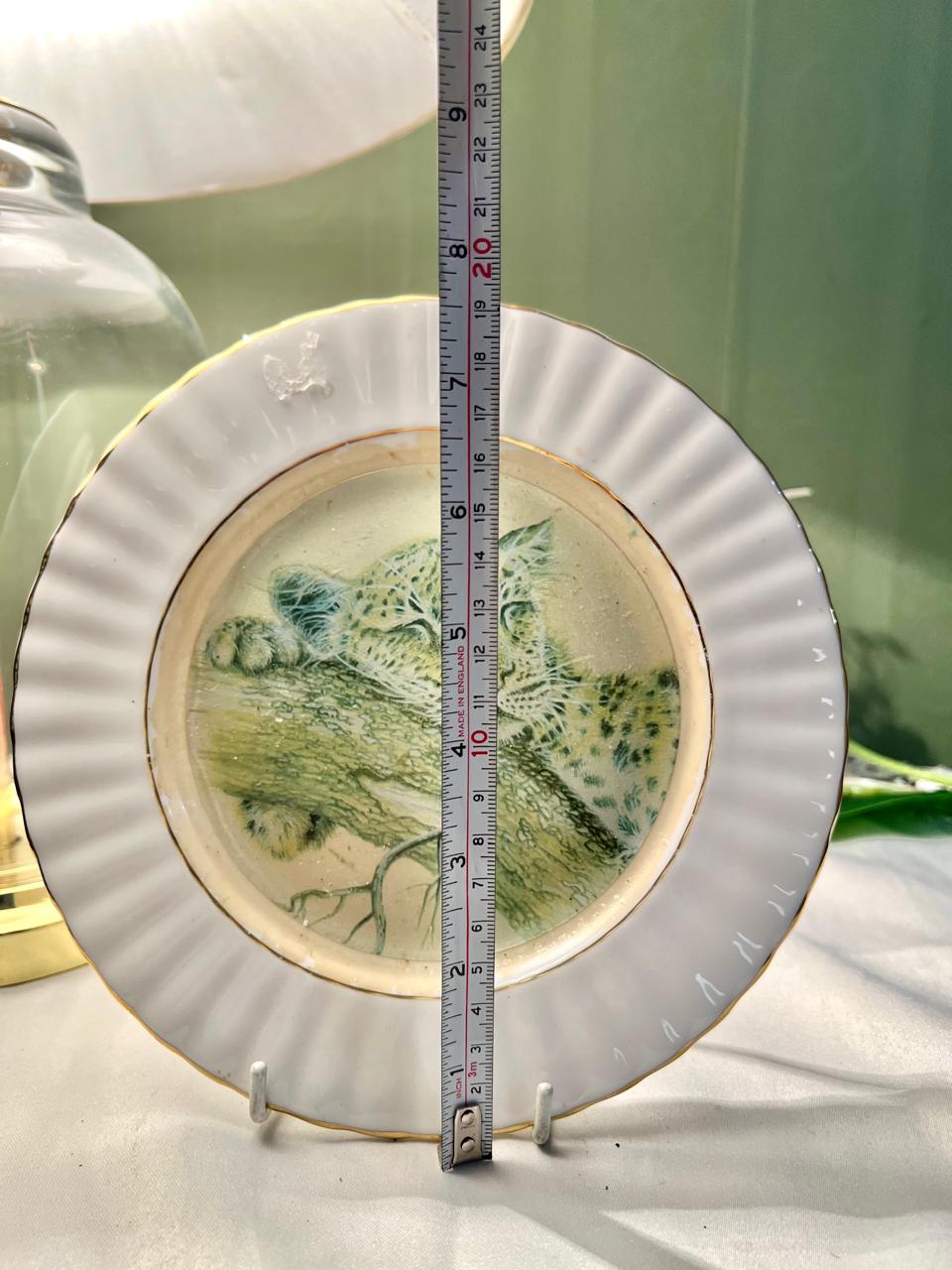 English Bone China Leopard Decorative Wall Plate 7.5"