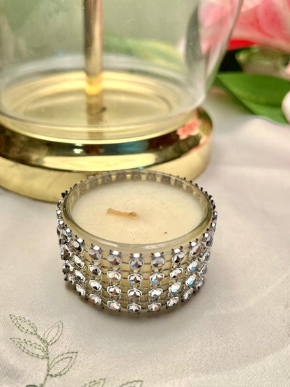 Silver Rhinestone Candle Holder 5.5cm