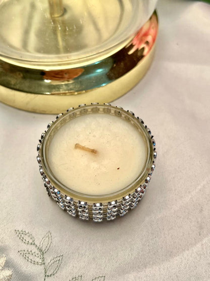 Silver Rhinestone Candle Holder 5.5cm