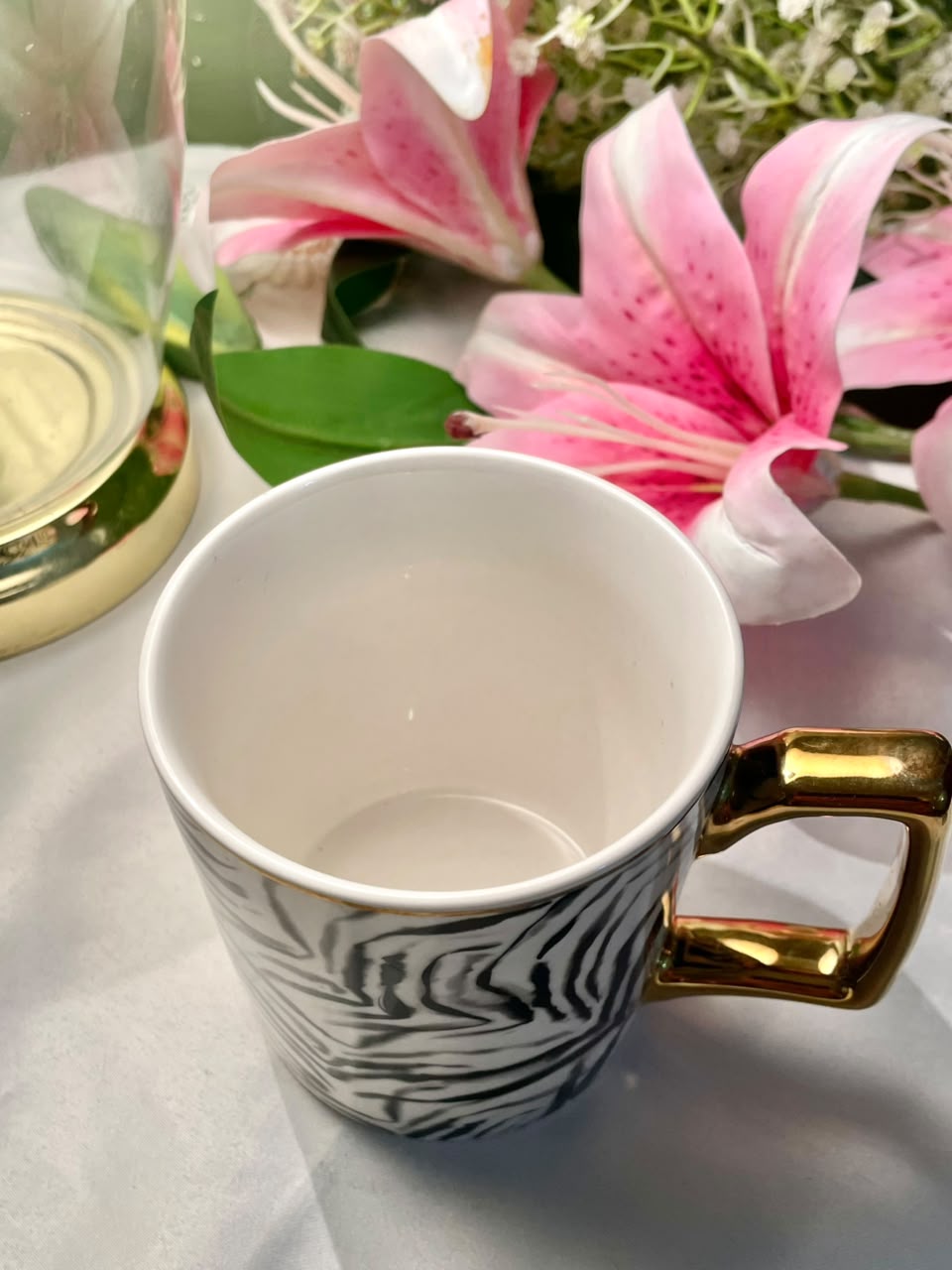 Fox & Ivy Tesco Zebra Print Fine China Mug Gold Handle 10cm