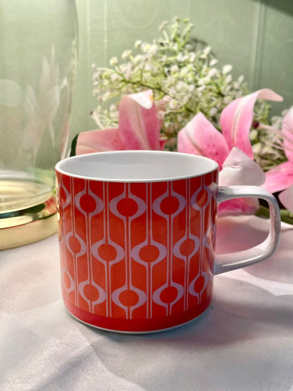 Erica Orange Geometric Porcelain Mug 9cm