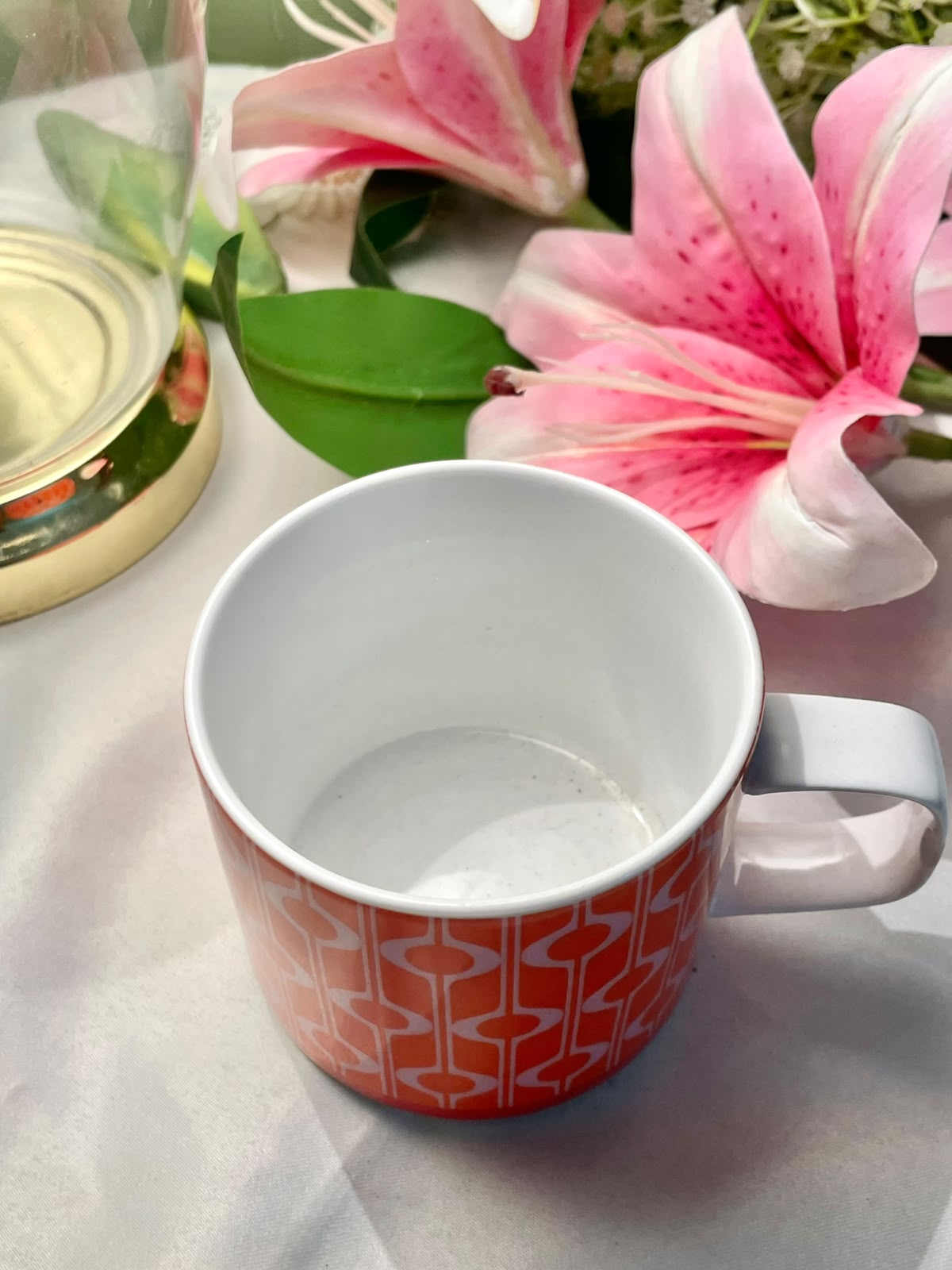 Erica Orange Geometric Porcelain Mug 9cm