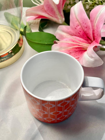 Erica Orange Geometric Porcelain Mug 9cm