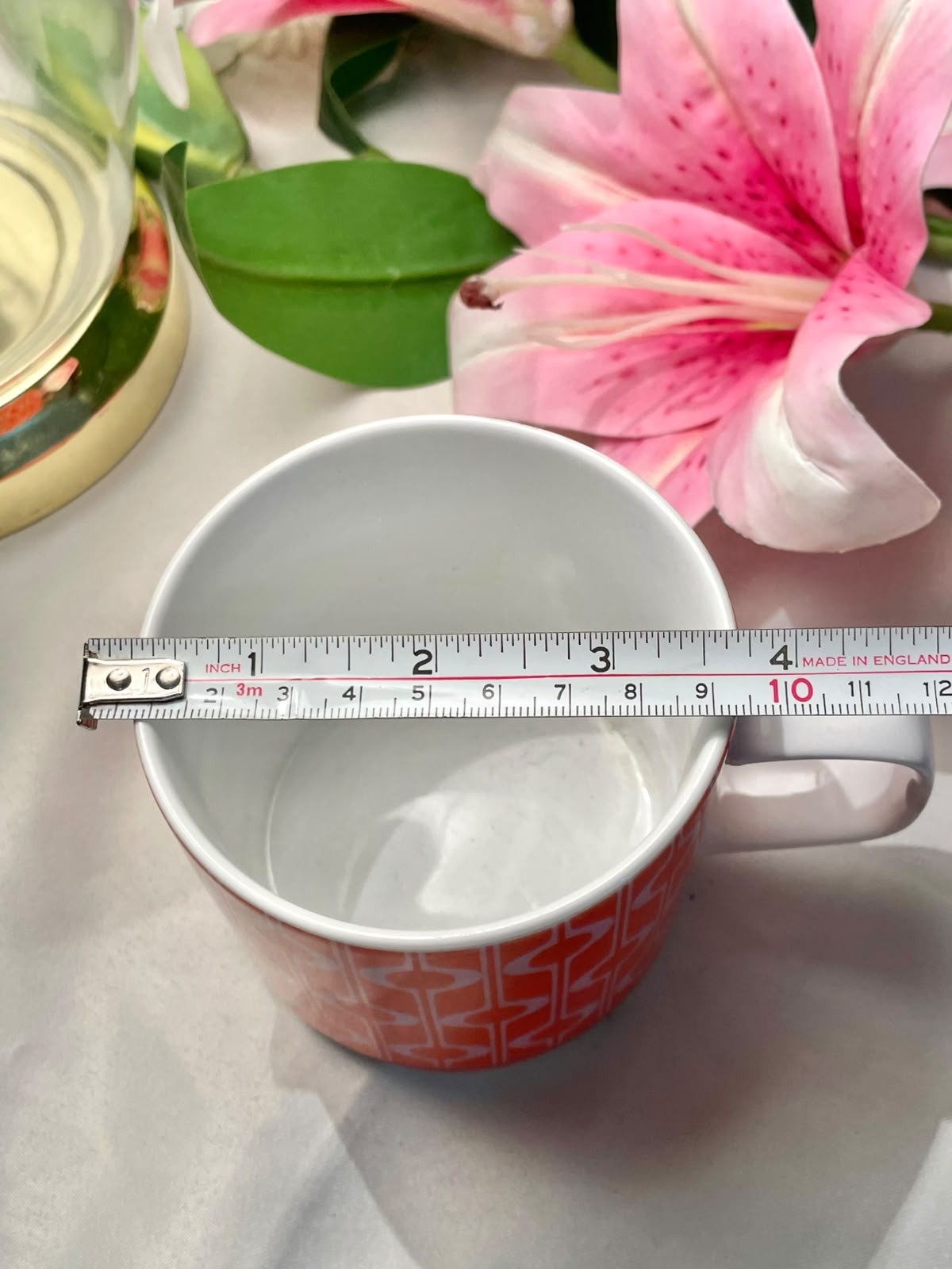 Erica Orange Geometric Porcelain Mug 9cm