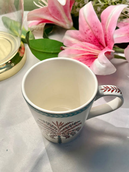 Teal Botanical Tree Pattern Mug 10cm