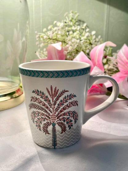 Teal Botanical Tree Pattern Mug 10cm