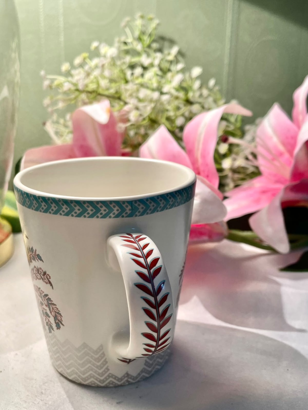 Teal Botanical Tree Pattern Mug 10cm