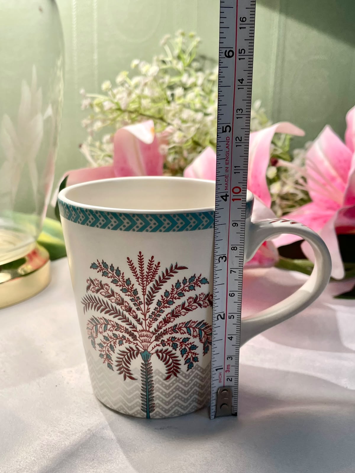 Teal Botanical Tree Pattern Mug 10cm