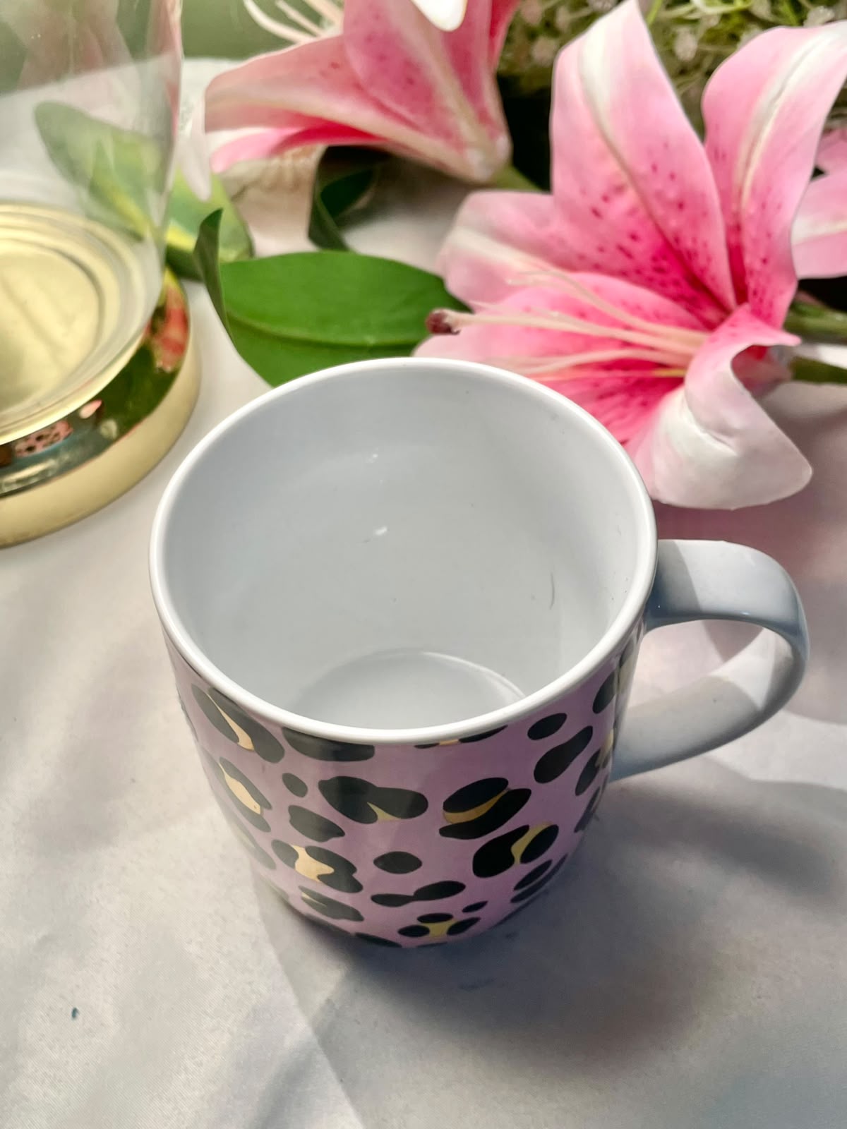 Pink Leopard Print Mug with Gold Accents 10cm