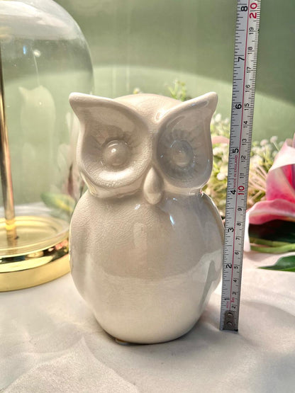White Ceramic Owl Figurine 13cm