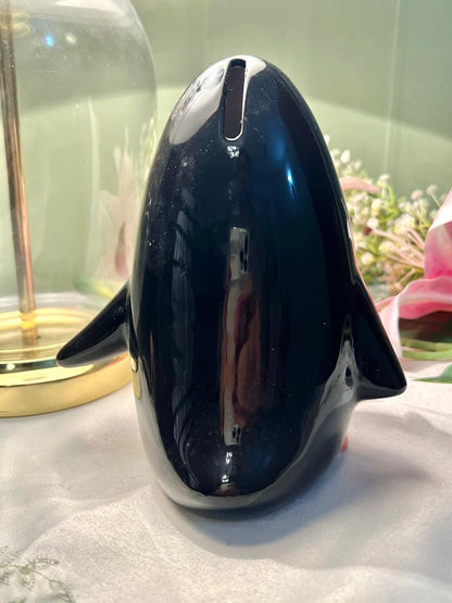 Black & White Ceramic Penguin Coin Bank Figurine 16cm