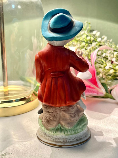 Vintage Boy with Rabbit Porcelain Figurine 16cm