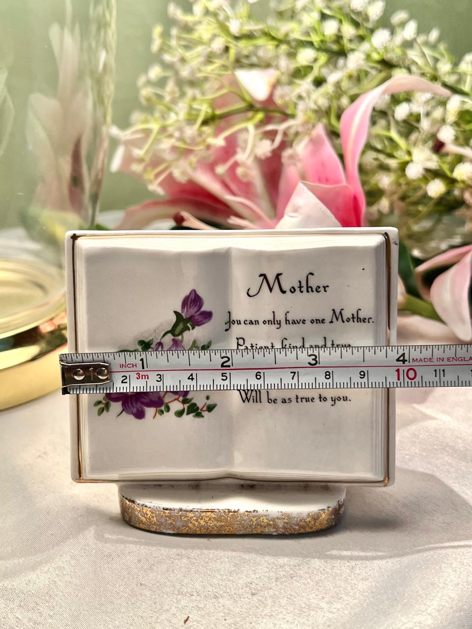 Vintage “Mother” Porcelain Book Plaque 10cm