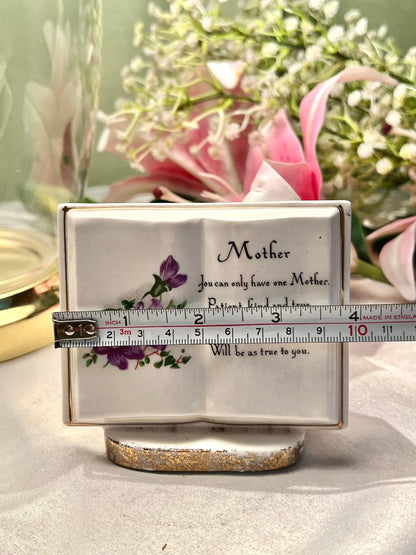 Vintage “Mother” Porcelain Book Plaque 10cm