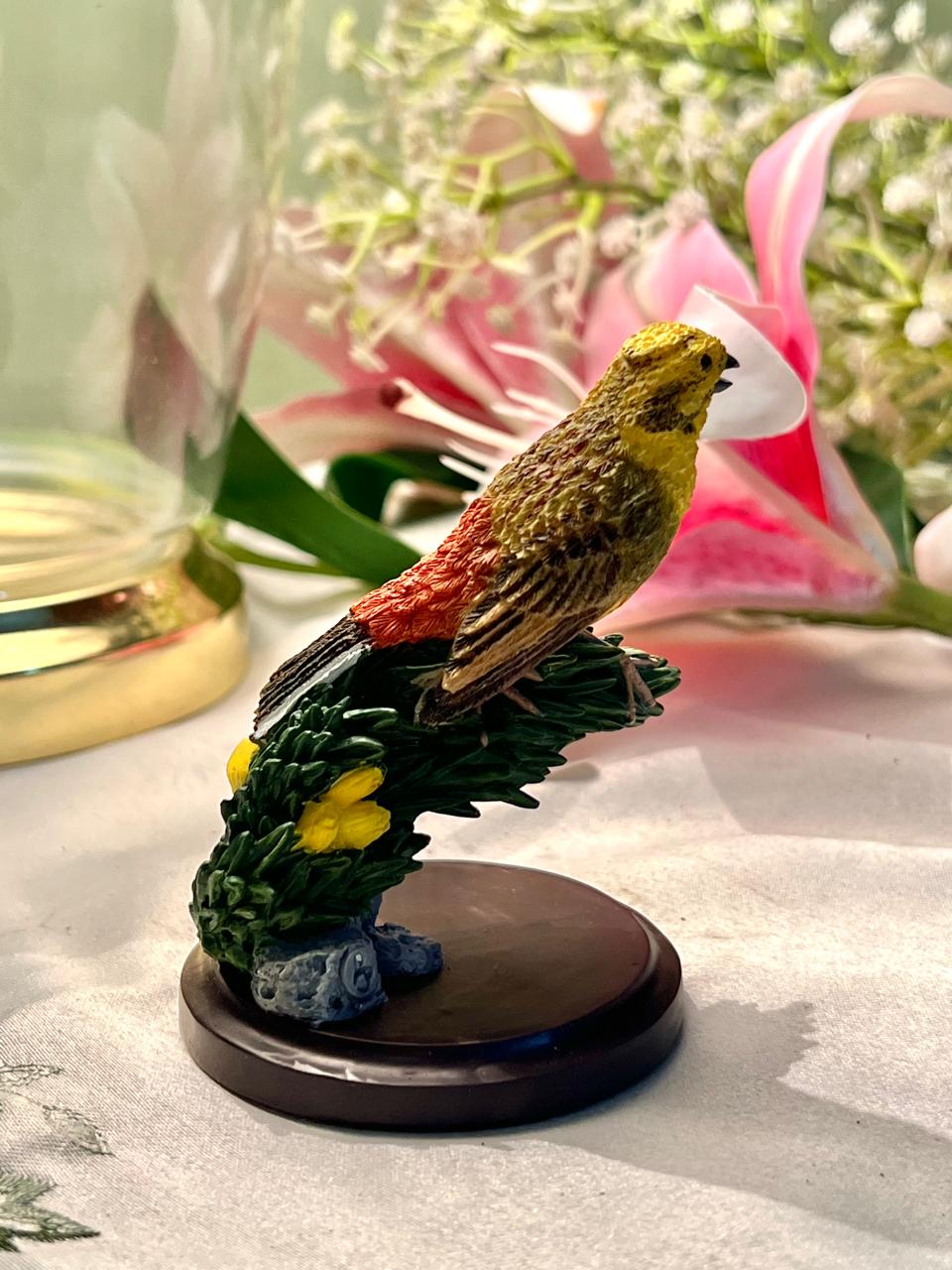 Miniature Yellow Bird Figurine Home Decor 4 in