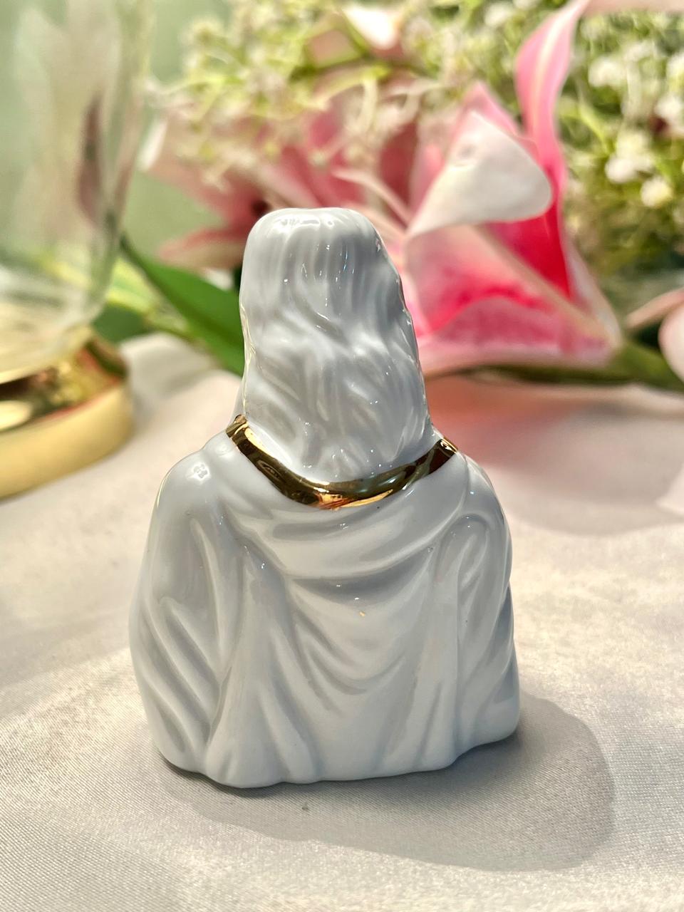 White & Gold Religious Monk Figurine 8cm