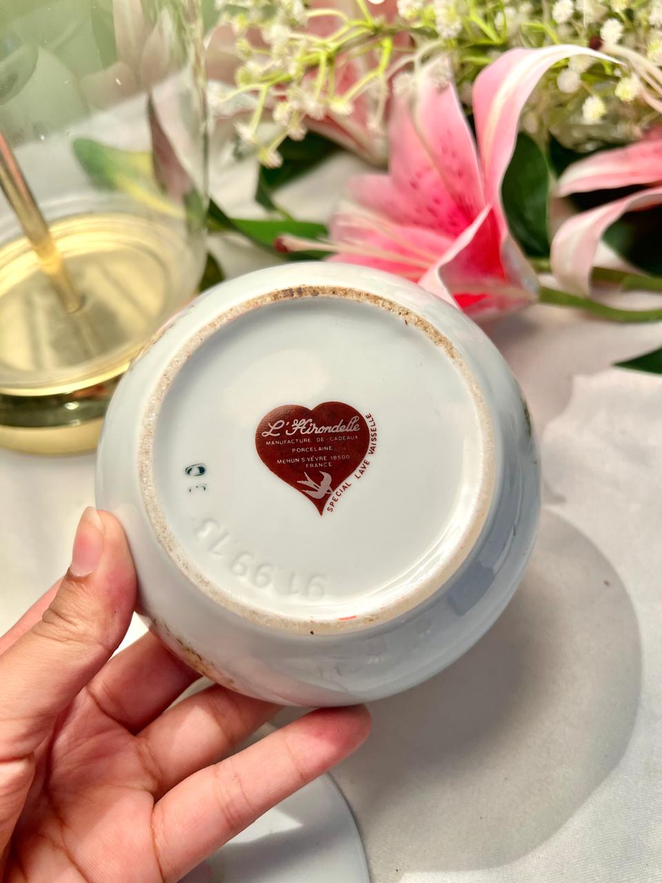 L’Hirondelle France Floral Porcelain Lidded Trinket Dish 4 in