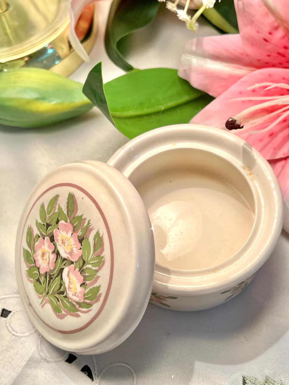 Floral Lidded Trinket Jar 4 in