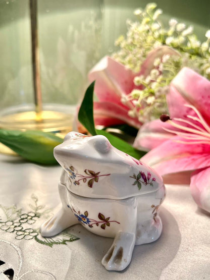 Hammersley England Fine Bone China Floral Frog Trinket Box 3 in