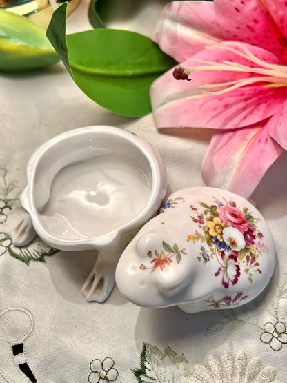 Hammersley England Fine Bone China Floral Frog Trinket Box 3 in