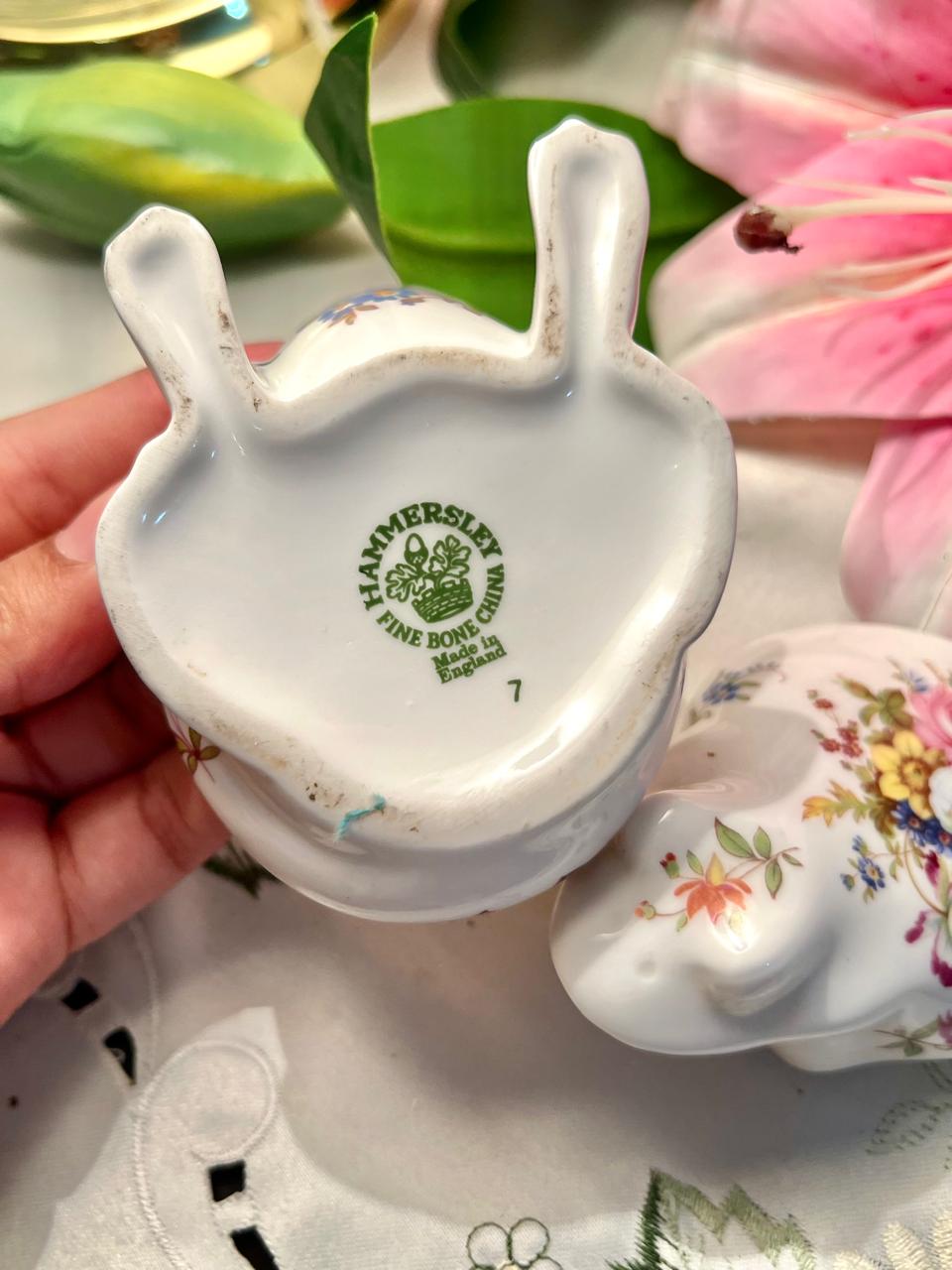 Hammersley England Fine Bone China Floral Frog Trinket Box 3 in