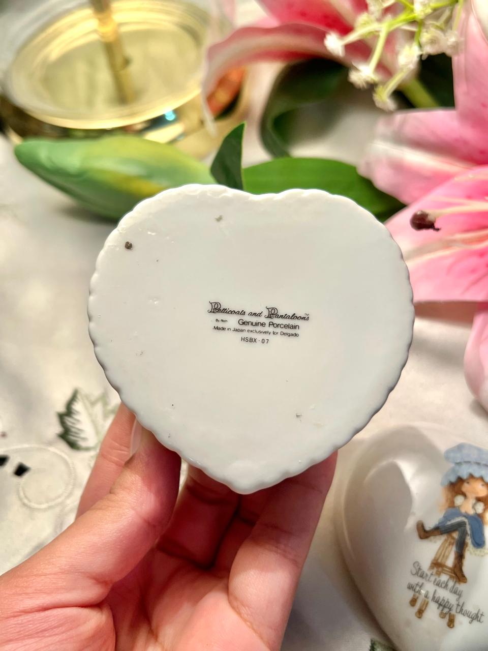 Petticoats & Pantaloons Heart Porcelain Trinket Box 3 in