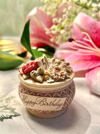 Handcrest Designs Happy Birthday Floral Trinket Box 3 in