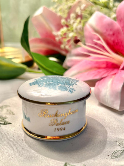 Buckingham Palace 1994 Blue Floral Lidded Trinket Pot 2 in