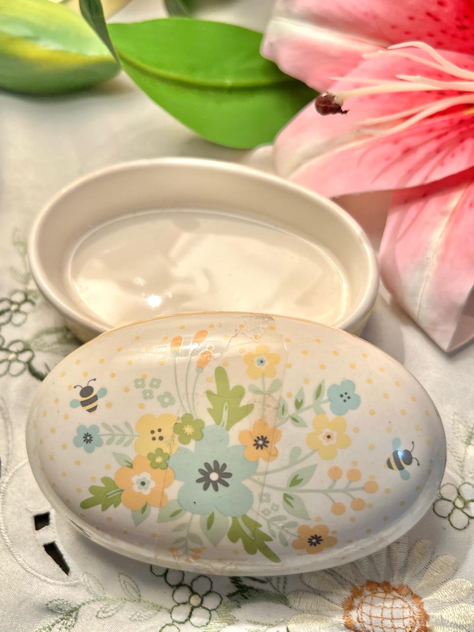 Yellow Floral Lidded Trinket Box 5 in