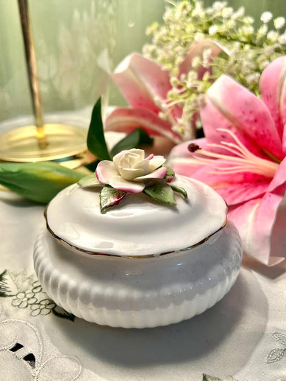 Royal Adderley Bone China Pink Rose Trinket Box 4 in