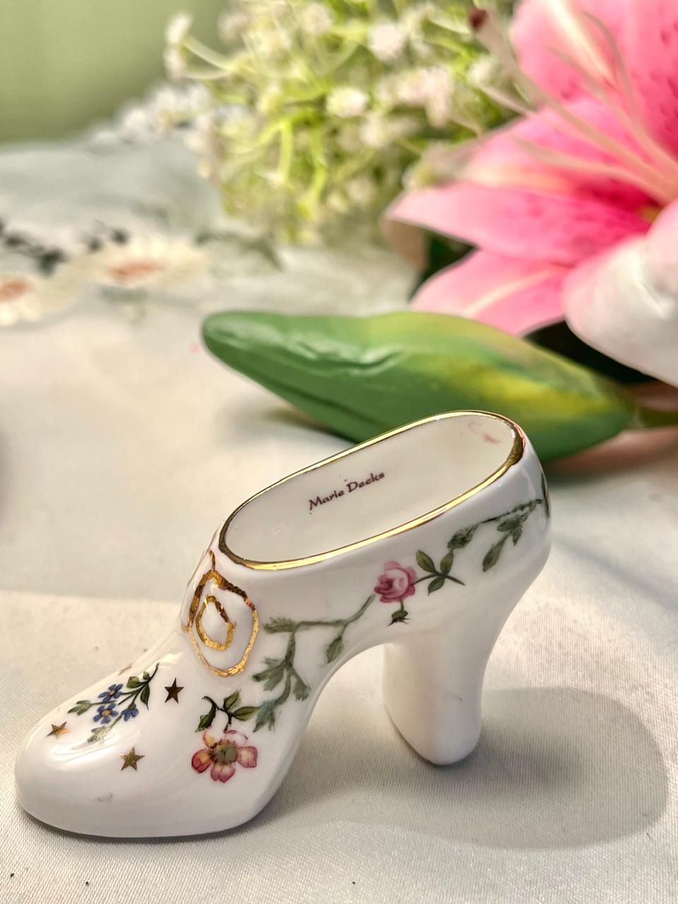 Marie Decke Floral High-Heel Shoe Figurine 3 in