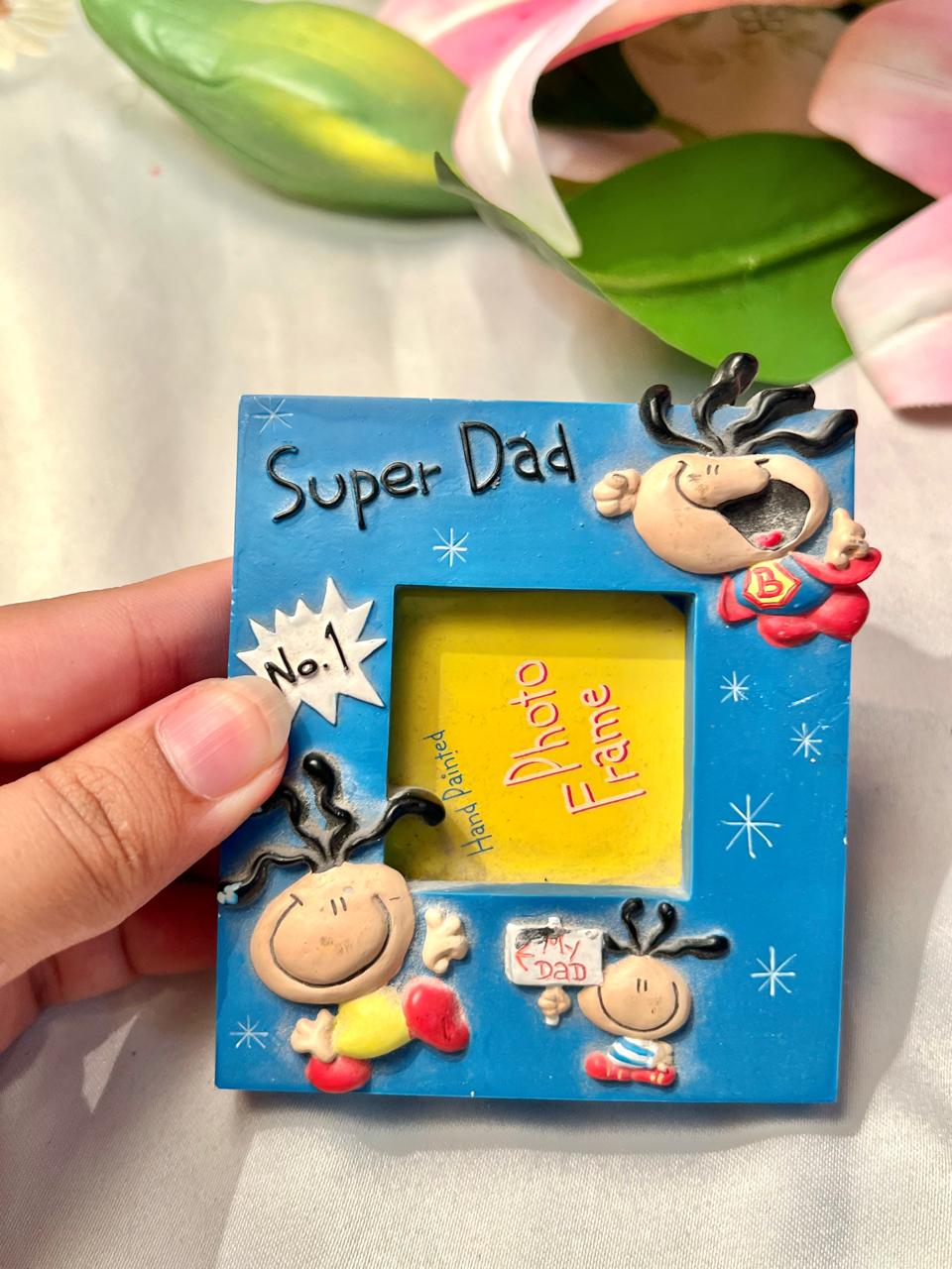 Super Dad Blue Photo Frame No.1 Tabletop Wall Decor 10cm