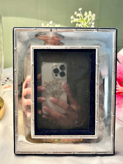 Silver  Photo Frame with Decorative Border 16cm