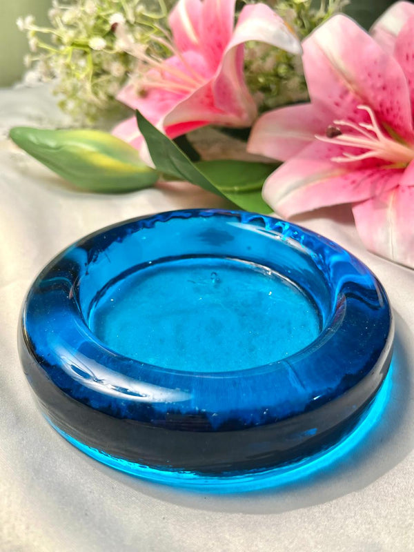 Blue Crystal Decorative Dish 15cm