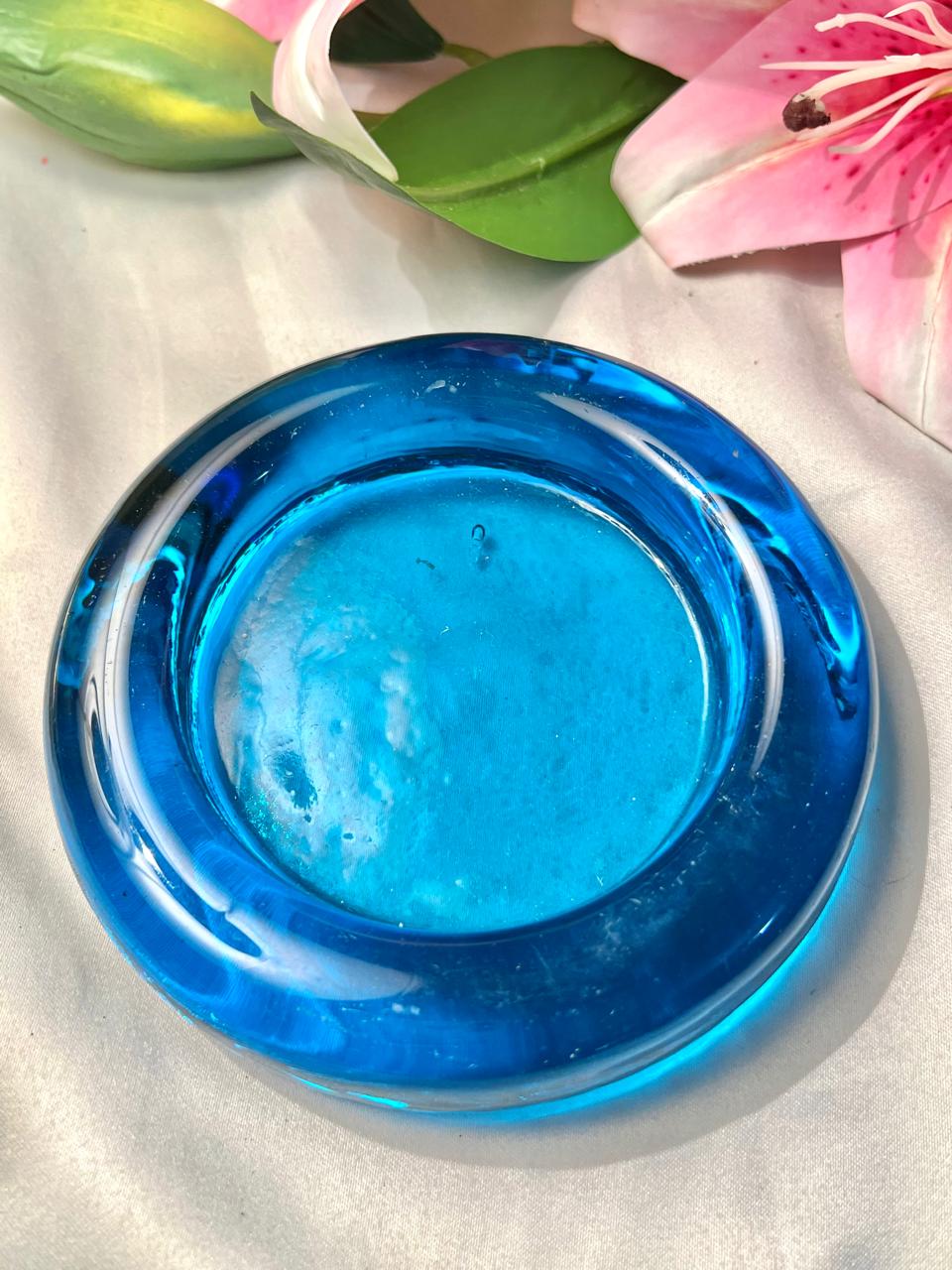 Blue Crystal Decorative Dish 15cm