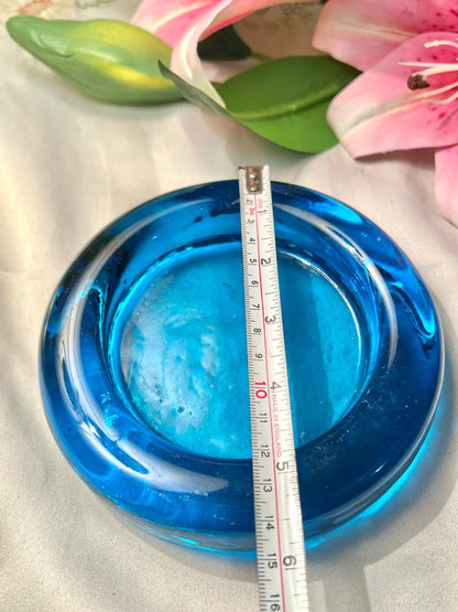 Blue Crystal Decorative Dish 15cm