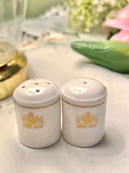 White & Gold Ceramic Salt & Pepper Shaker Set 2-Piece 5cm
