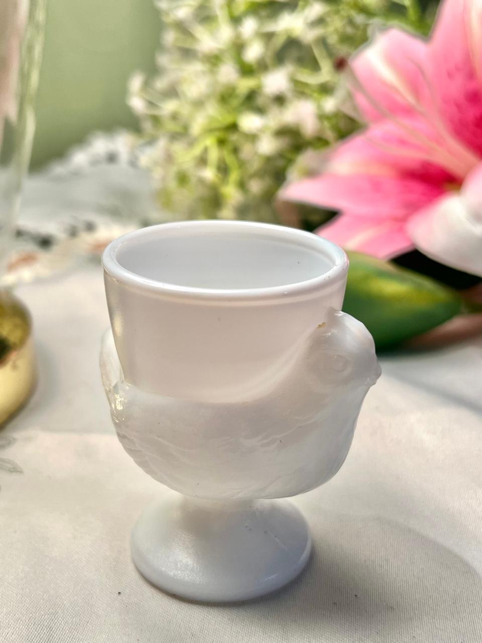 White Ceramic Bird Egg Cup 8cm