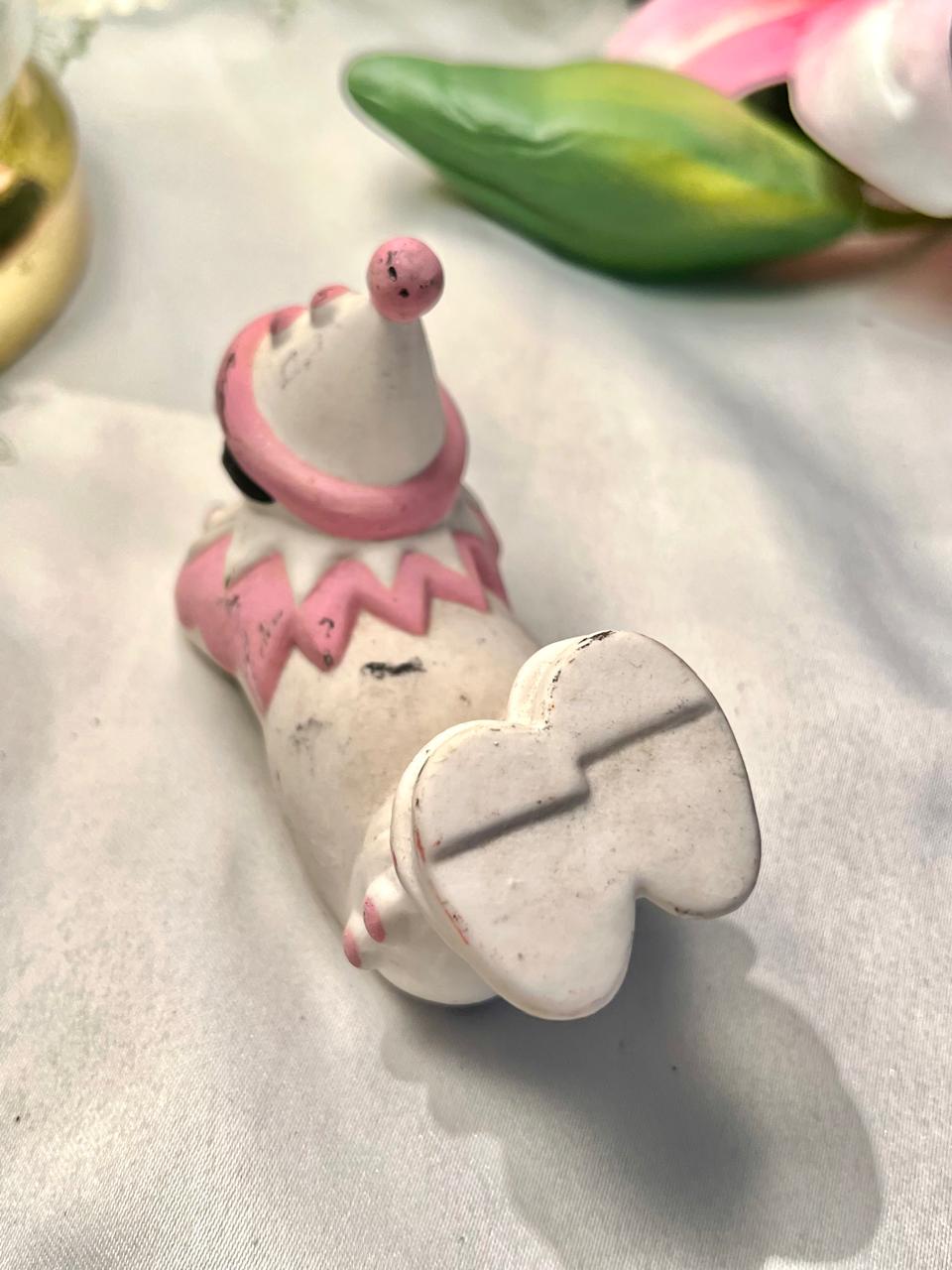 Pink & White Clown Figurine Miniature Decor 10cm