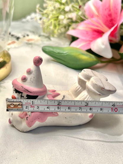 Pink & White Clown Figurine Miniature Decor 10cm